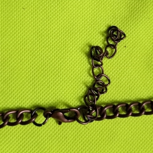 Copper color blue faux turquoise chain necklace - Picture 3 of 4